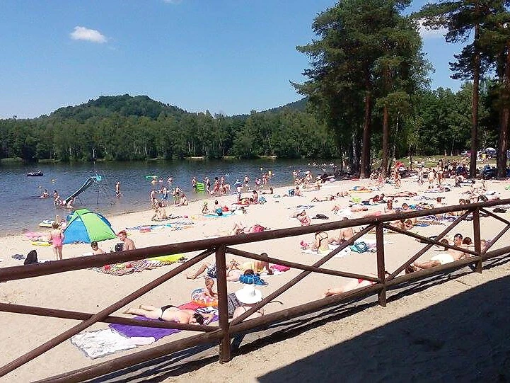Crowded beach scene
