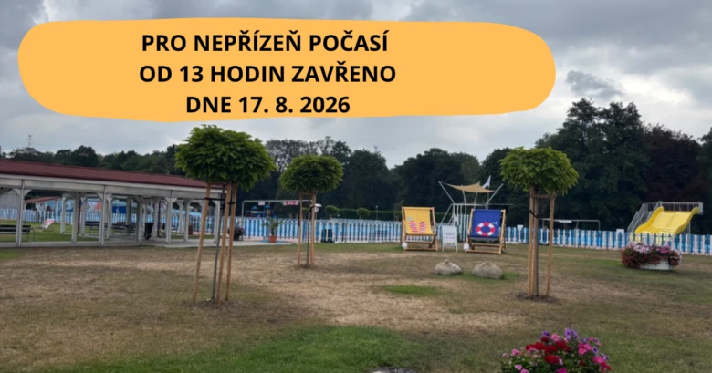 Venkovní koupaliště v Kadani zavřené kvůli počasí od 13 hodin.