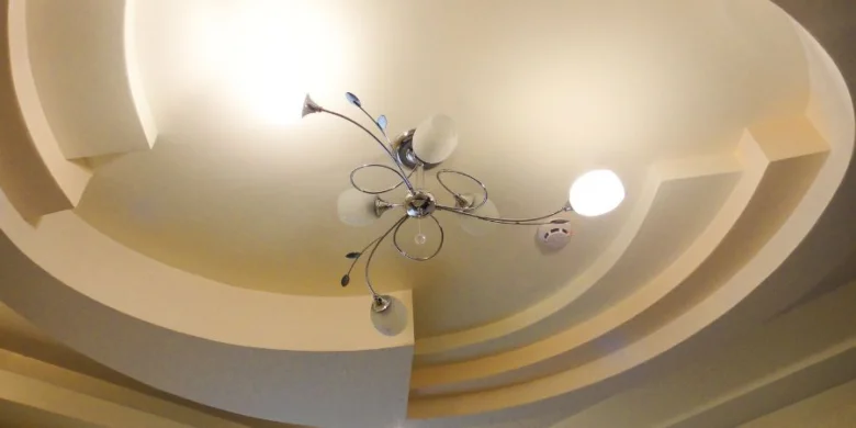 Ceiling light fixture and painted ceiling