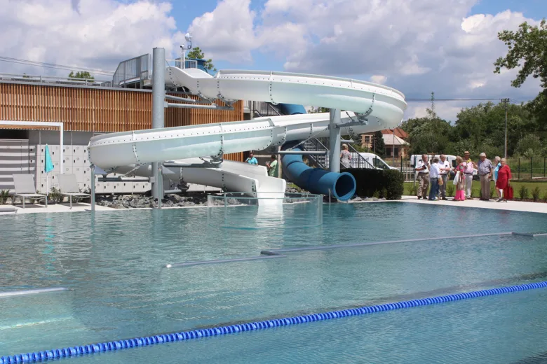 Water park slide pool