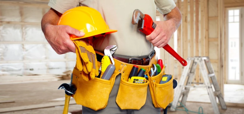 Construction worker with tools