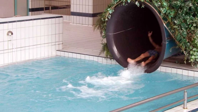 Water slide pool entry