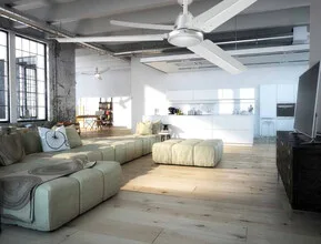 Ceiling fan in living room interior