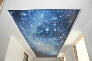 Ceiling with starry galaxy print