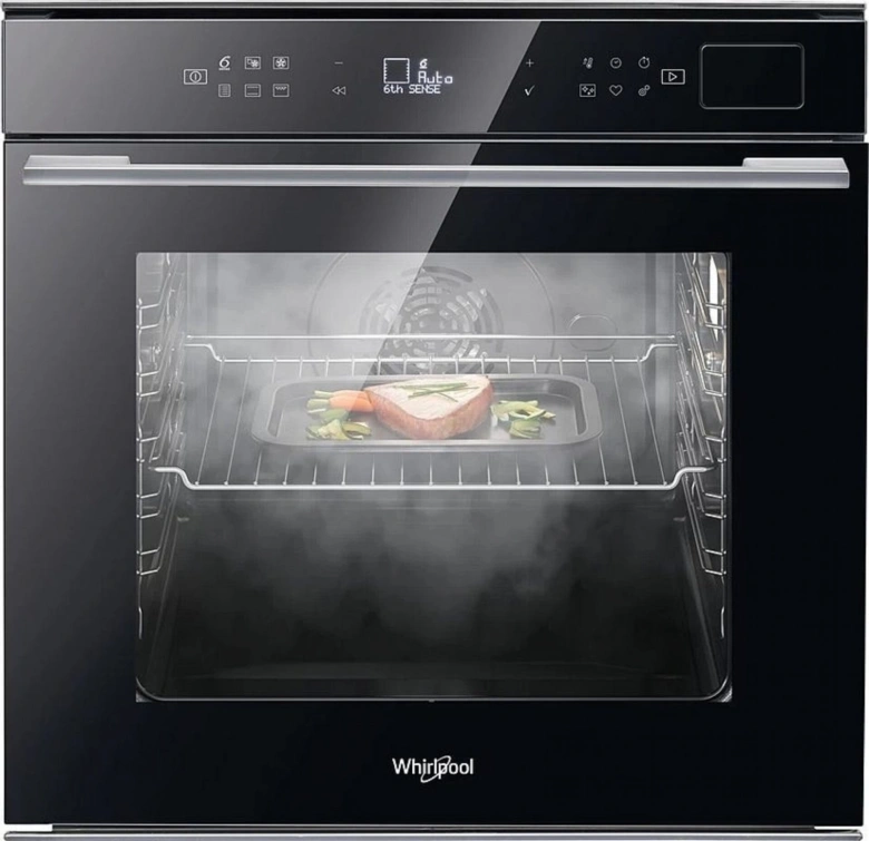 Built-in steam oven with food inside