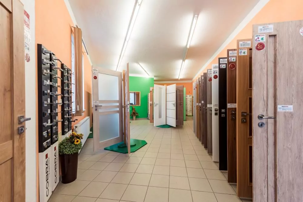 Interior doors with frames display